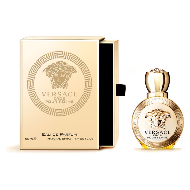 Versace Eros Pour Femme, Eau de Parfum Donna, 50 ml Spray, Profumo Floreale Legnoso Muschiato, Fragranza femminile sensuale e seducente, Idea Regalo