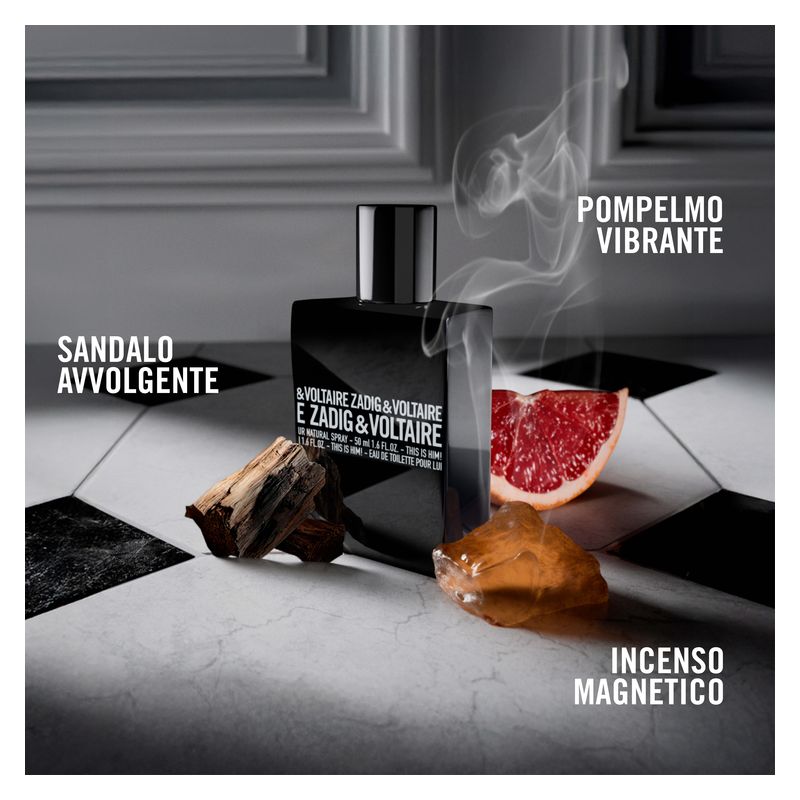 Zadig & Voltaire This Is Him!, Eau de Toilette Uomo, 100 ml, Profumo maschile legnoso-orientale, Fragranza rock e sensuale con note di sandalo e vaniglia