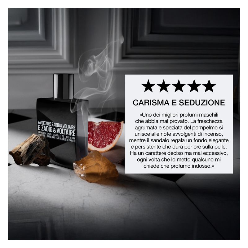 Zadig & Voltaire This Is Him!, Eau de Toilette Uomo, 100 ml, Profumo maschile legnoso-orientale, Fragranza rock e sensuale con note di sandalo e vaniglia