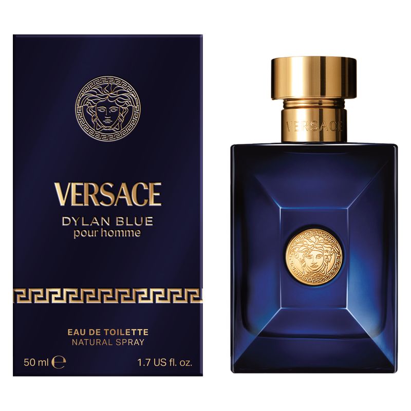 Versace Pour Homme Dylan Blue, Eau de Toilette Uomo, 50 ml Spray, Profumo maschile intenso e seducente, Fragranza Aromatica Fougère Legnosa
