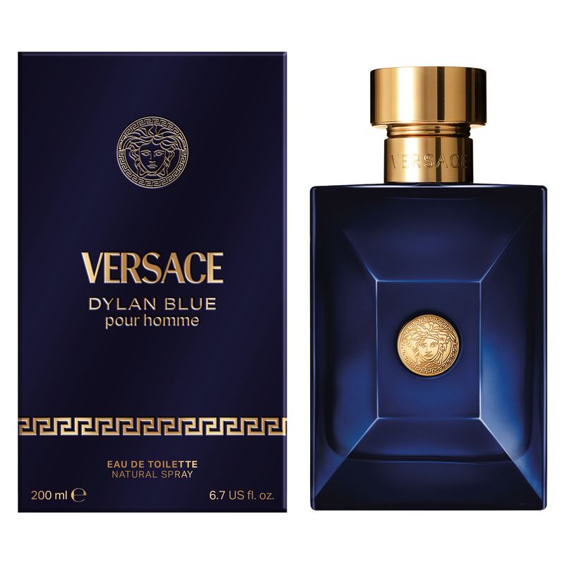Versace Pour Homme Dylan Blue, Eau de Toilette Uomo, 200 ml Spray, Profumo maschile Aromatico Fougère, Fragranza fresca, intensa e seducente