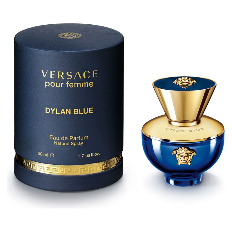 Versace Dylan Blue Pour Femme, Eau de Parfum Donna, 50 ml Spray, Fragranza Floreale Fruttato, Profumo femminile sensuale ed elegante