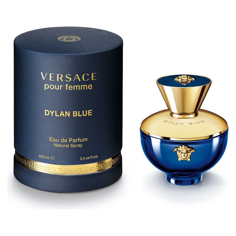 Versace Dylan Blue Pour Femme, Eau de Parfum Donna, 100 ml Spray, Fragranza Floreale Fruttata, Profumo femminile sensuale ed elegante