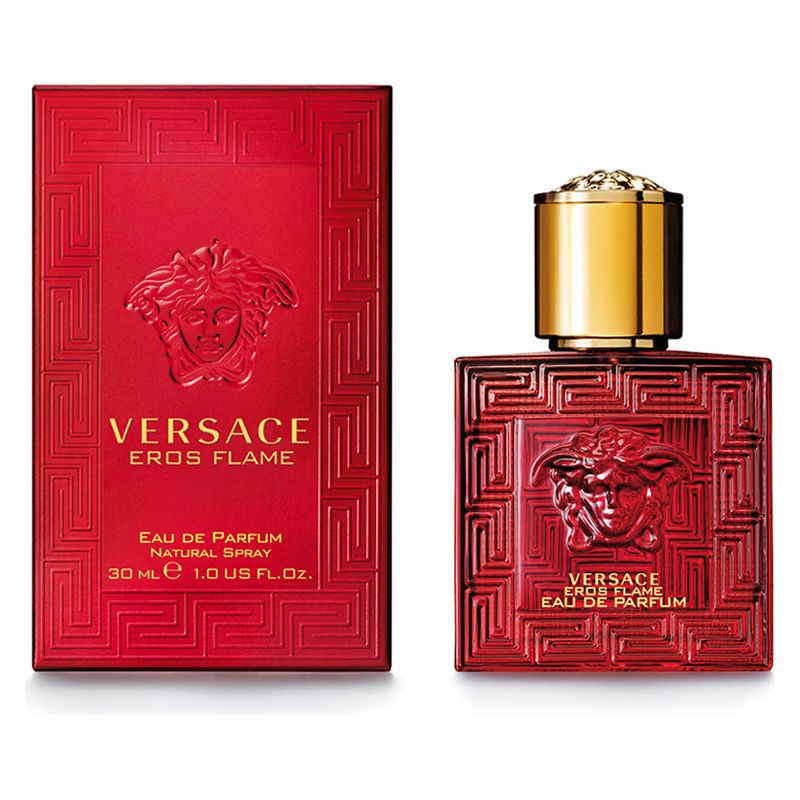 Versace Eros Flame, Eau de Parfum Uomo, 30 ml Spray, Profumo maschile passionale e avvolgente, Fragranza Legnosa Speziata