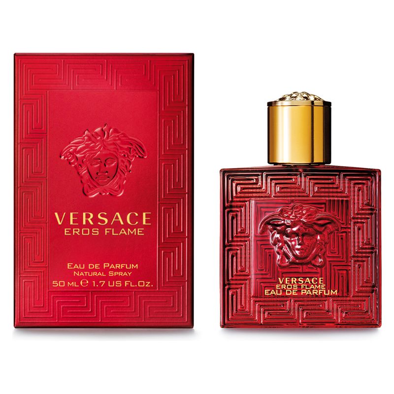 Versace Eros Flame, Eau de Parfum Uomo, 50 ml Spray, Profumo maschile intenso, legnoso e speziato, ideale per l'uomo passionale e sicuro di sé Versace Eros Flame, Eau de Parfum Uomo, 50 ml Spray, Profumo maschile intenso, legnoso e speziato, ideale per l'uomo passionale e sicuro di sé