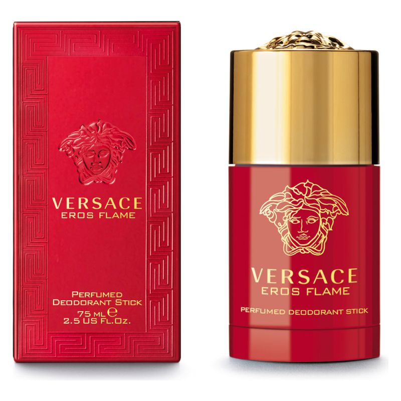 Versace Eros Flame, Deodorante Stick Profumato Uomo, 75 ml, Protezione Efficace a Lunga Durata, Fragranza Intensa, Profumo Uomo Legnoso Speziato