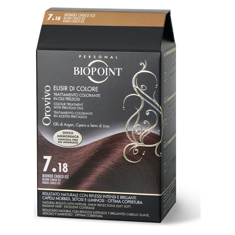 Biopoint Orovivo Elixir di Colore, Tinta Capelli Senza Ammoniaca, 7.18 Biondo Choco Ice, Kit Colorazione con Oli Preziosi, Copertura capelli bianchi Biopoint Orovivo Elixir di Colore, Tinta Capelli Senza Ammoniaca, 7.18 Biondo Choco Ice, Kit Colorazione con Oli Preziosi, Copertura capelli bianchi