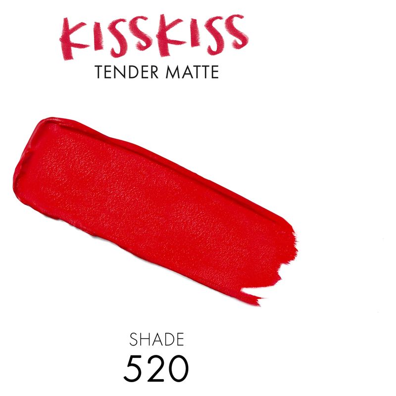 Guerlain KissKiss Tender Matte, Rossetto Matte Luminoso Donna, 2.8 g, 520 Sexy Coral, Lunga Tenuta, Comfort 16 Ore, Rossetto Idratante Labbra
