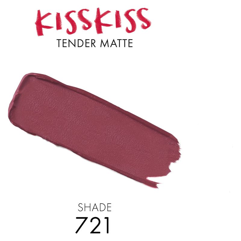 Guerlain KissKiss Tender Matte, Rossetto Matte Luminoso, 721 Dear Rose, 2.8 g, Comfort 16 Ore, Idratante e Lunga Tenuta con Acido Ialuronico