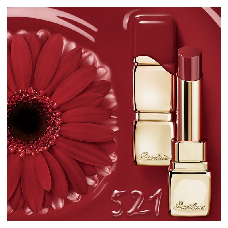 Guerlain KissKiss Shine Bloom, Rossetto Brillante, 521 Kiss to Say, 3.2 g, Idratante 24h, Finish Luminoso, Lunga Tenuta, Effetto Rimpolpante Naturale