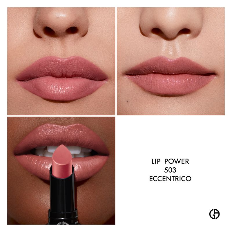 Armani Lip Power, Rossetto Lunga Tenuta Donna, 3.1 g, Colore 503 Eccentrico, Finish Satinato, Make-up Labbra Idratante a Colore Intenso e Vibrante