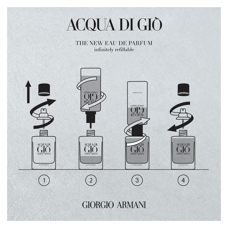 Armani Acqua di Giò Eau de Parfum, Profumo Uomo Ricarica, 150 ml, Fragranza Aromatica Acquatica con Note Marine, Mandarino Verde e Patchouli