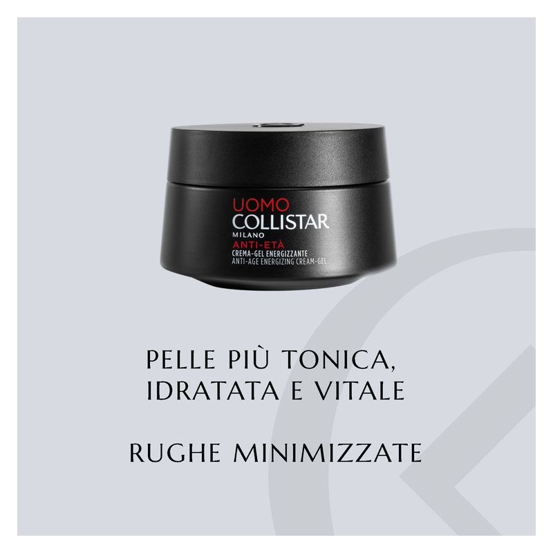 Collistar Uomo Anti-Età Crema-Gel Energizzante, Crema Viso Uomo, 50 ml, Trattamento Antirughe Idratante per pelli sensibili, Riduce le rughe