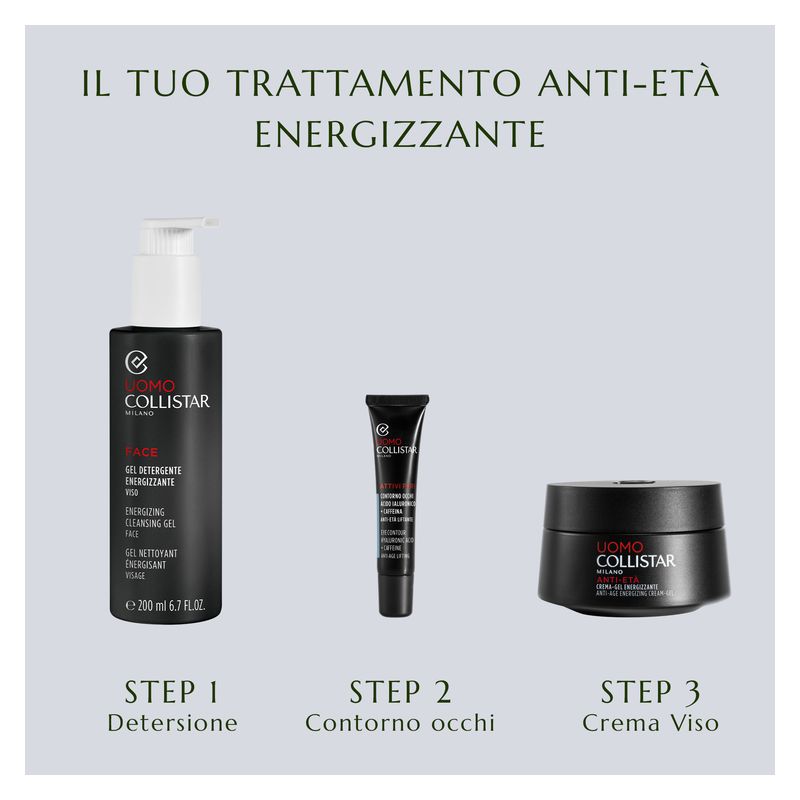 Collistar Uomo Anti-Età Crema-Gel Energizzante, Crema Viso Uomo, 50 ml, Trattamento Antirughe Idratante per pelli sensibili, Riduce le rughe