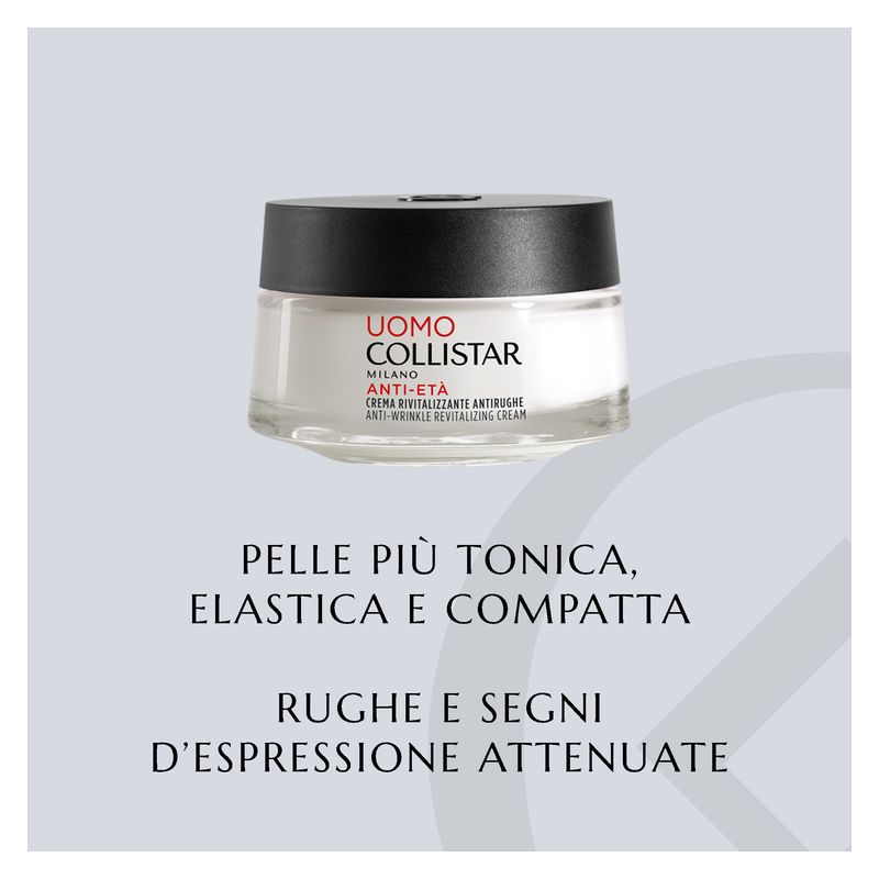 Collistar Uomo Anti-Età Crema Rivitalizzante Antirughe, Crema Viso Uomo, 50 ml, Trattamento Tonificante e Idratante, Adatta a pelli anche sensibili