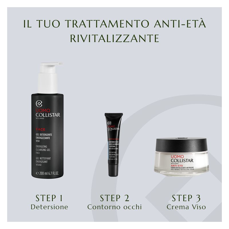 Collistar Uomo Anti-Età Crema Rivitalizzante Antirughe, Crema Viso Uomo, 50 ml, Trattamento Tonificante e Idratante, Adatta a pelli anche sensibili