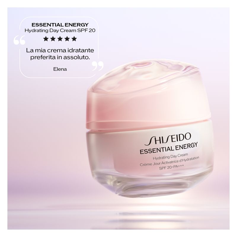 Shiseido Essential Energy Hydrating Day Cream, Crema Giorno Viso Idratante con SPF 20 Donna, Ricarica 50 ml, per tutti i tipi di pelle