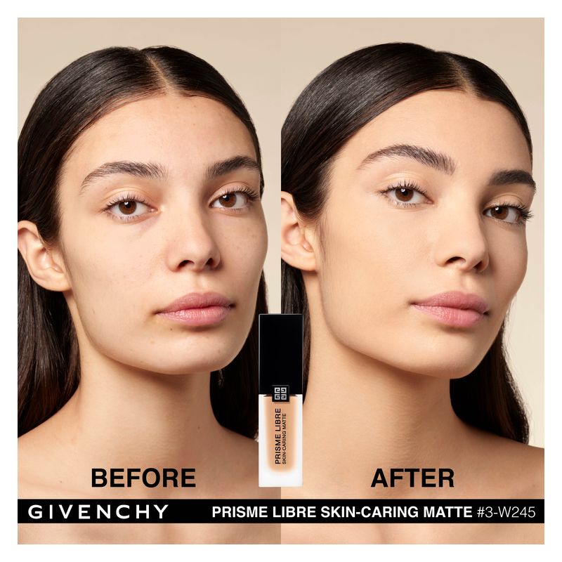 Givenchy Prisme Libre Skin-Caring Matte, Fondotinta Liquido Opacizzante 24H, 30 ml, Colore 03-W245, Finish Luminoso e Naturale, Lunga Tenuta
