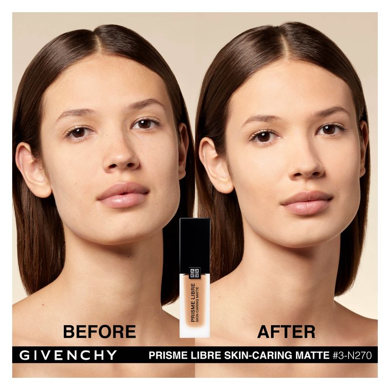 Givenchy Prisme Libre Skin-Caring Matte, Fondotinta Liquido Opacizzante Donna, 30 ml, Colore 03-N270, Lunga Tenuta 24H con Finish Luminoso Matte