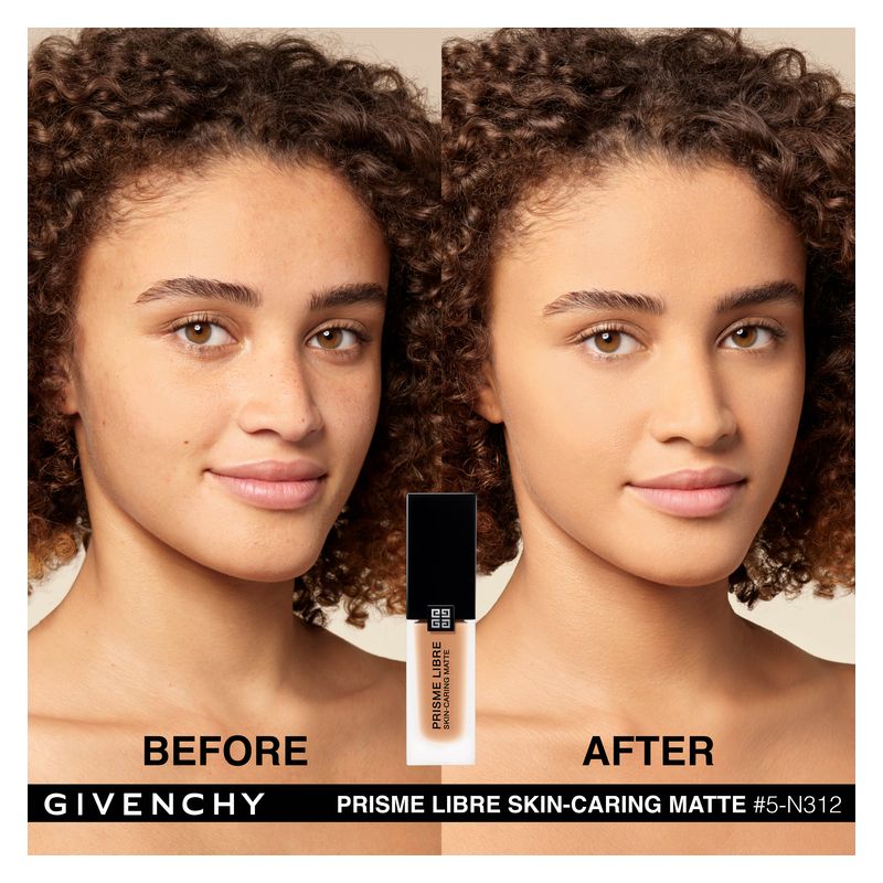 Givenchy Prisme Libre Skin-Caring Matte, Fondotinta Liquido Opacizzante Donna, 30 ml, Colore 05-N312, Lunga Tenuta 24H con Finish Mat Luminoso