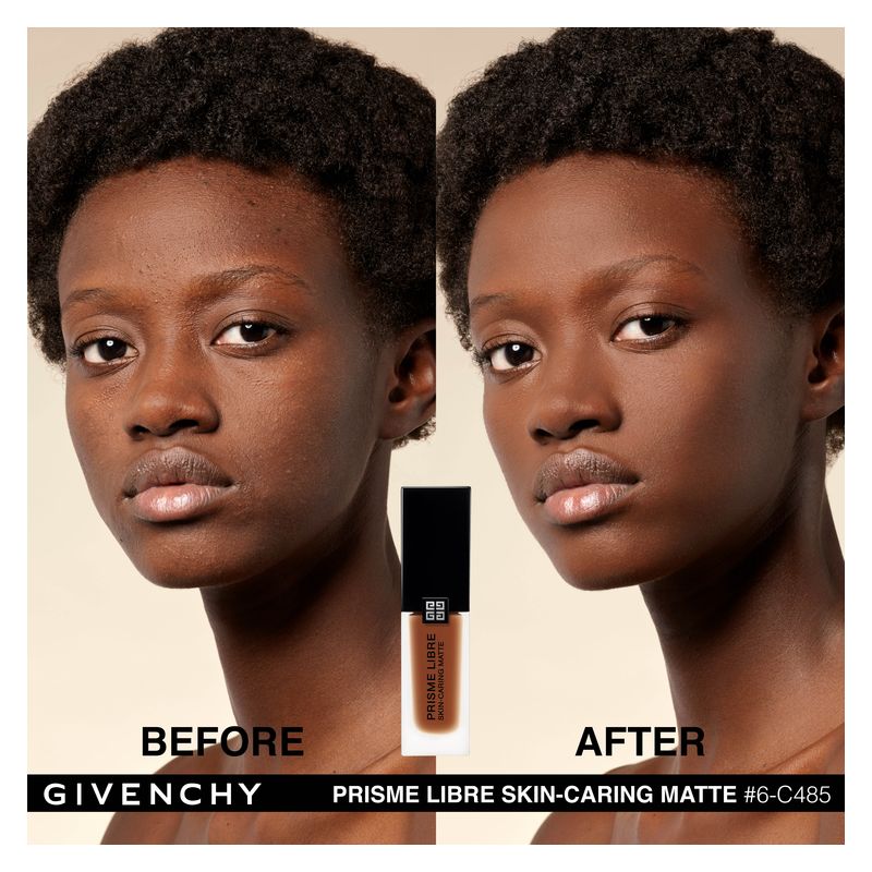 Givenchy Prisme Libre Skin-Caring Matte, Fondotinta Liquido Opacizzante 24H, Donna, 30 ml, Colore 06-C485, Finish Luminoso a Lunga Tenuta