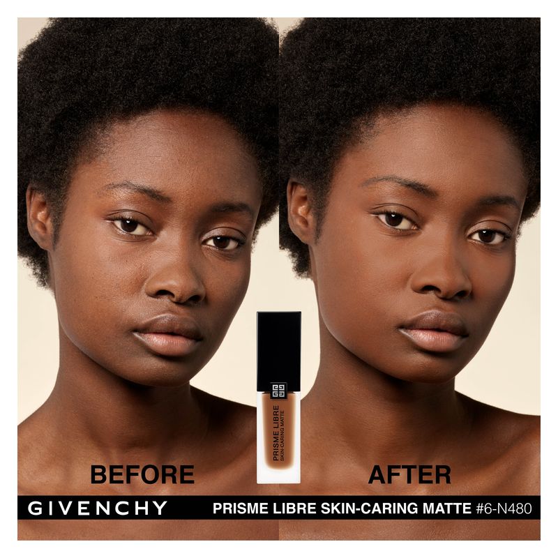Givenchy Prisme Libre Skin-Caring Matte, Fondotinta Liquido Opacizzante Donna, 30 ml, Tonalità 06-N480, Lunga Tenuta 24H con Finish Luminoso
