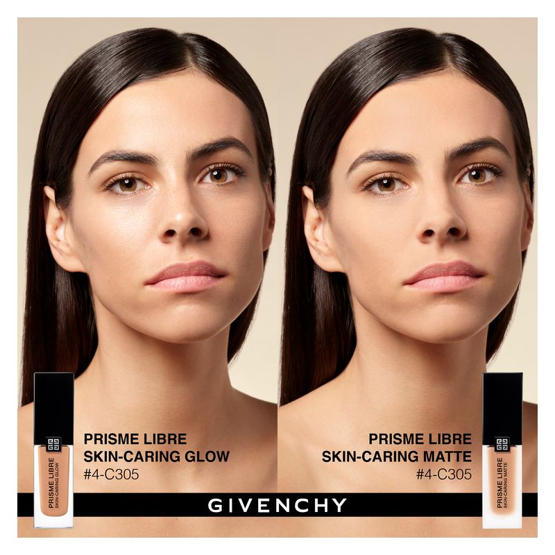 Givenchy Prisme Libre Skin-Caring Matte, Fondotinta Liquido Opacizzante 24H, 30 ml, Colore 04-W307, Finish Luminoso, Fondotinta Lunga Tenuta