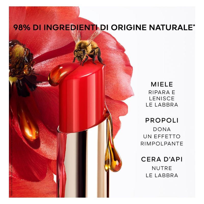 Guerlain KissKiss Bee Glow, Balsamo Labbra Colorato 775 Poppy Glow, 3.2g, Trattamento Idratante 24h al Miele, 98% Ingredienti di Origine Naturale