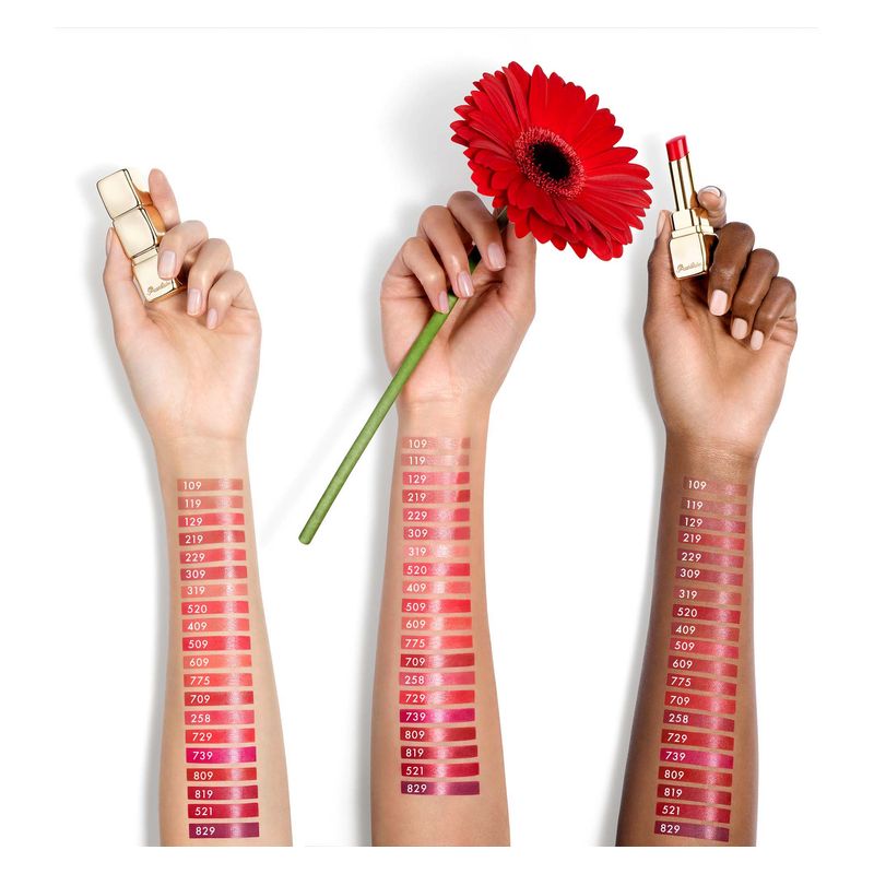 Guerlain KissKiss Shine Bloom, Rossetto Brillante Donna, 519 Floral Brick, 3.2 g, Finish Luminoso e Idratante, Rossetto a Lunga Tenuta