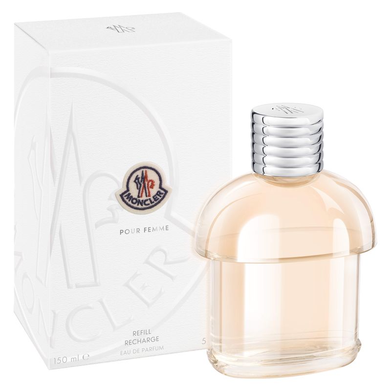 Moncler Pour Femme, Eau de Parfum Ricaricabile Donna, 150 ml, Flacone con Display LED, Profumo Floreale Legnoso Muschiato, Idea Regalo