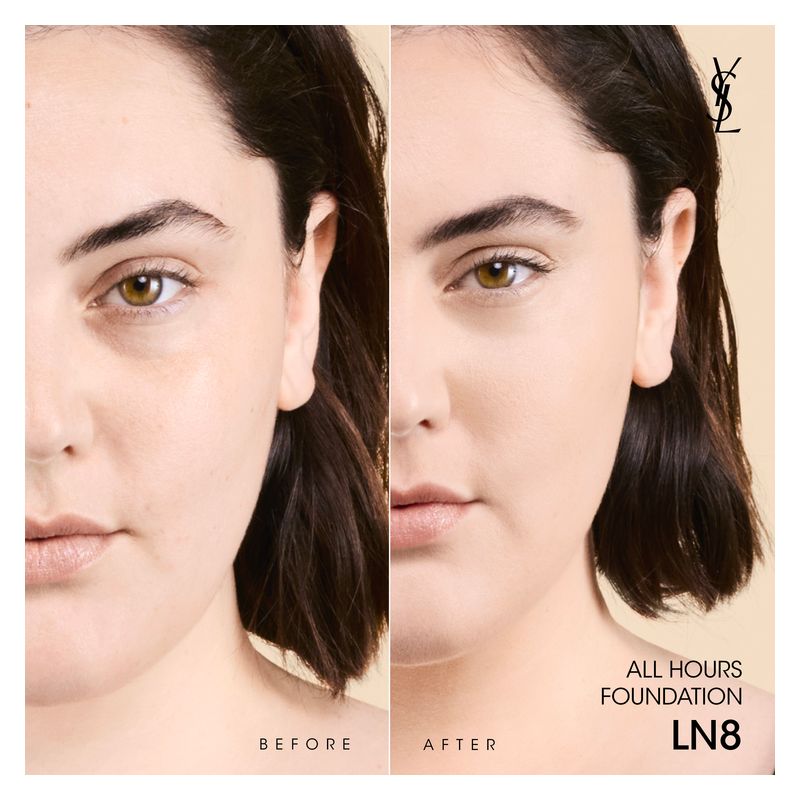 Yves Saint Laurent All Hours Foundation Luminous Matte, Fondotinta Fluido Donna, 25 ml, Colore LN8, Copertura totale 24h e Finish luminoso naturale
