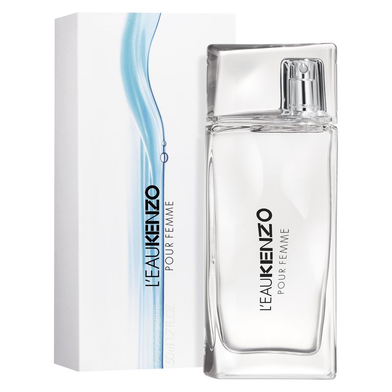 Kenzo L'Eau Kenzo pour Femme, Eau de Toilette Donna, 50 ml Spray, Profumo Floreale Acquatico con note fresche di Fiore di Loto, Menta e Pesca