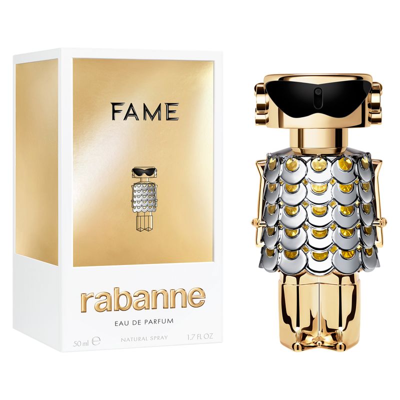 Rabanne Fame, Eau de Parfum Donna, 50 ml Spray, Profumo femminile Chypre Floreale con note di mango, gelsomino e vaniglia, fragranza iconica