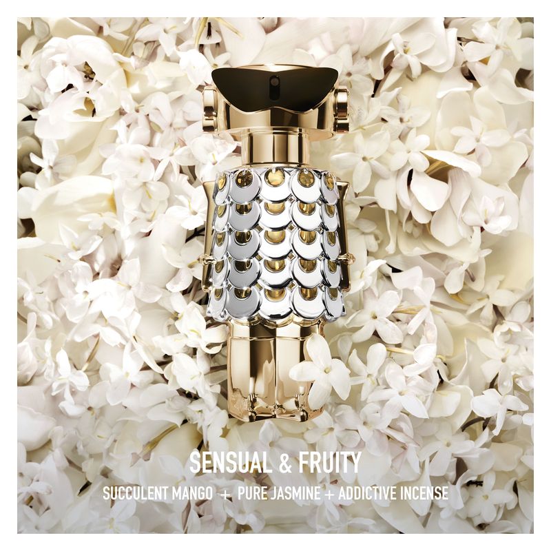 Rabanne Fame, Eau de Parfum Donna, 50 ml Spray, Profumo femminile Chypre Floreale con note di mango, gelsomino e vaniglia, fragranza iconica