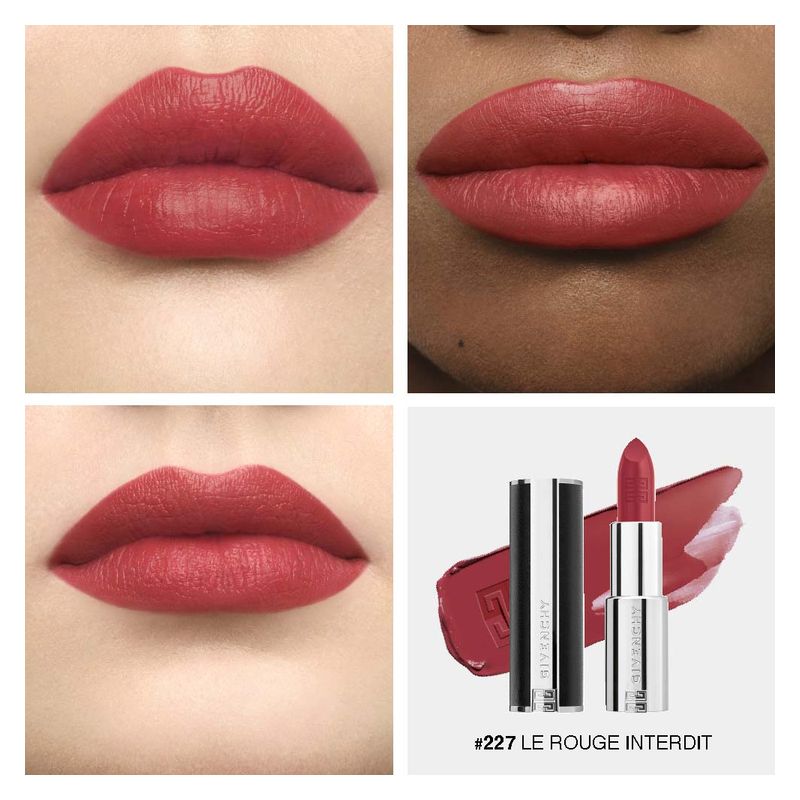 Givenchy Le Rouge Interdit Intense Silk, Rossetto Donna Idratante Lunga Tenuta, 3.4 g, 227 Rouge Infusé, Finish Setoso e Colore Luminoso Semi-Matte Givenchy Le Rouge Interdit Intense Silk, Rossetto Donna Idratante Lunga Tenuta, 3.4 g, 227 Rouge Infusé, Finish Setoso e Colore Luminoso Semi-Matte