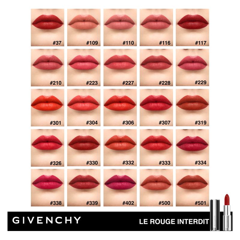 Givenchy Le Rouge Interdit Intense Silk, Rossetto Donna, 500 Brun Mocha, Finish Vellutato Setoso, Colore Luminoso e Intenso, Lunga Tenuta 12h