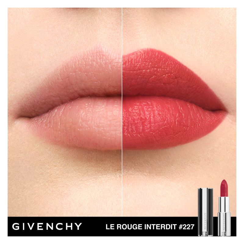 Givenchy Le Rouge Interdit Intense Silk, Rossetto Ricarica Donna, 227 Rouge Infusé, Finish Setoso e Colore Luminoso, Lunga Tenuta 12h, Idratante