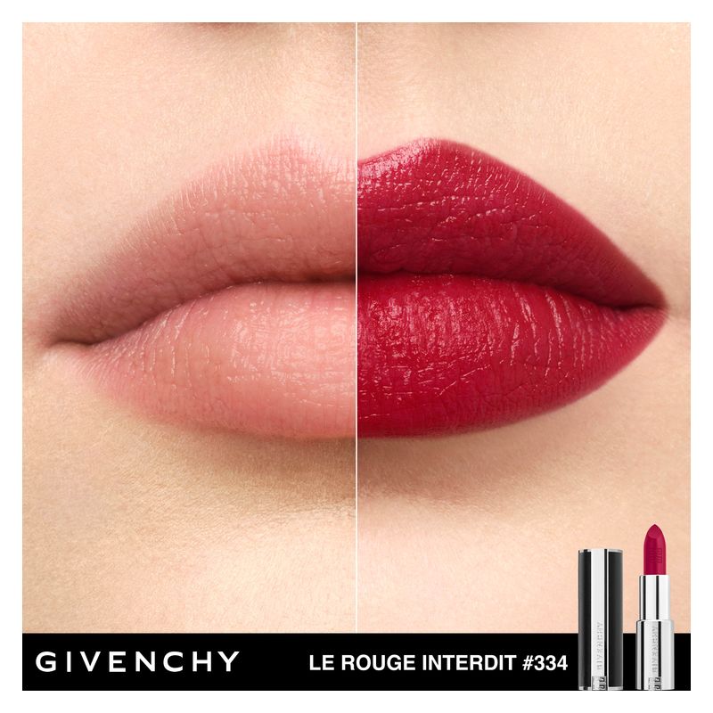 Givenchy Ricarica Le Rouge Interdit Intense Silk, Rossetto Donna, 334 Grenat Volontaire, 3.4 g, Finish Vellutato, Colore Luminoso e Lunga Tenuta