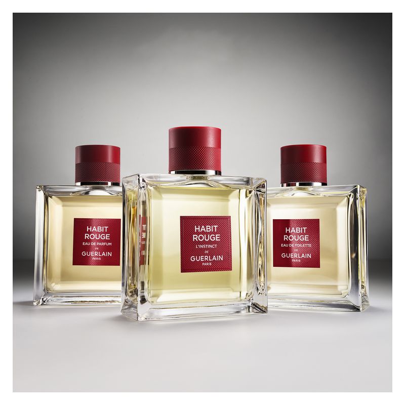Guerlain Habit Rouge L'Instinct, Eau de Toilette Intense Uomo, 100 ml Spray, Profumo Ambrato Legnoso con note di Canapa, Cuoio e Vaniglia