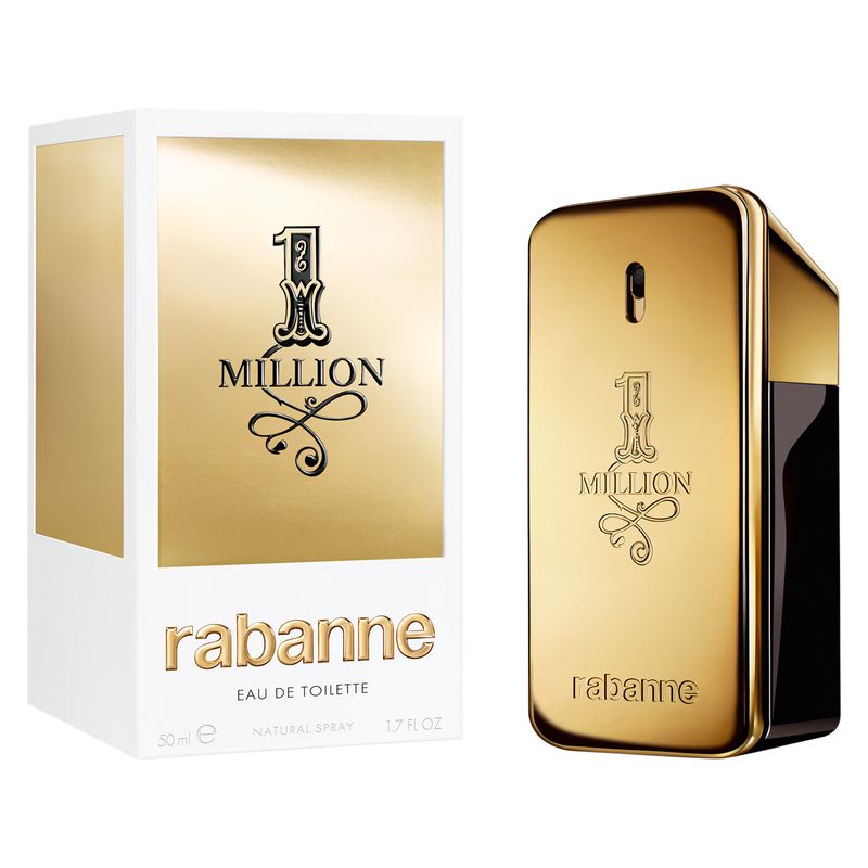 Rabanne 1 Million, Eau de Toilette Uomo, 50 ml Spray, Profumo maschile legnoso speziato con note di cuoio e ambra, per un uomo ambizioso e di successo
