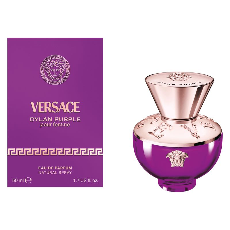 Versace Dylan Purple Pour Femme, Eau de Parfum Donna, 50 ml Spray, Profumo Floreale e Fruttato, Fragranza luminosa ed elegante per Lei