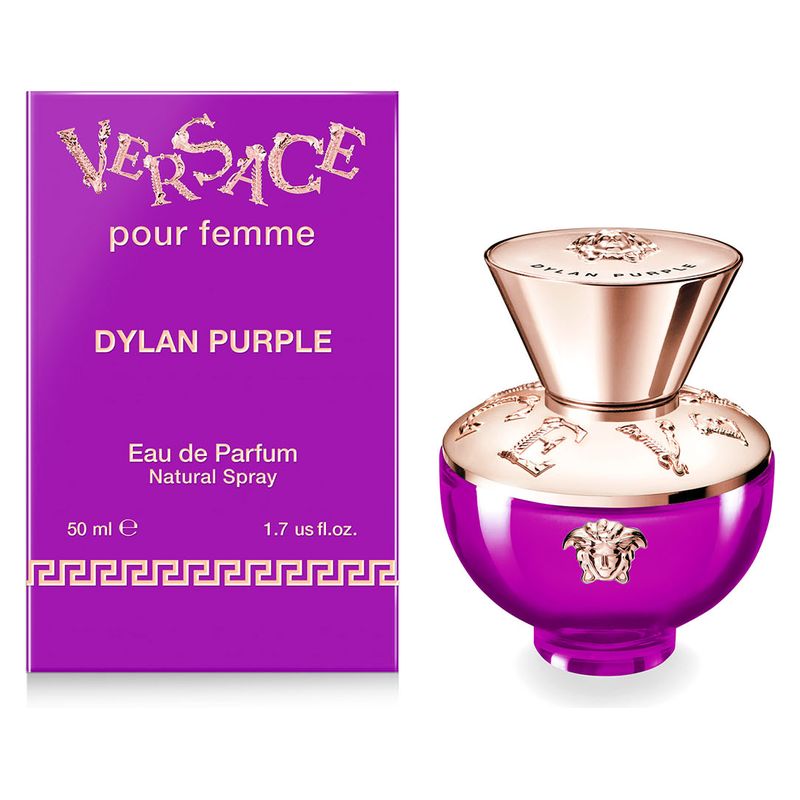 Versace Dylan Purple Pour Femme, Eau de Parfum Donna, 50 ml Spray, Profumo Floreale e Fruttato, Fragranza luminosa ed elegante per Lei