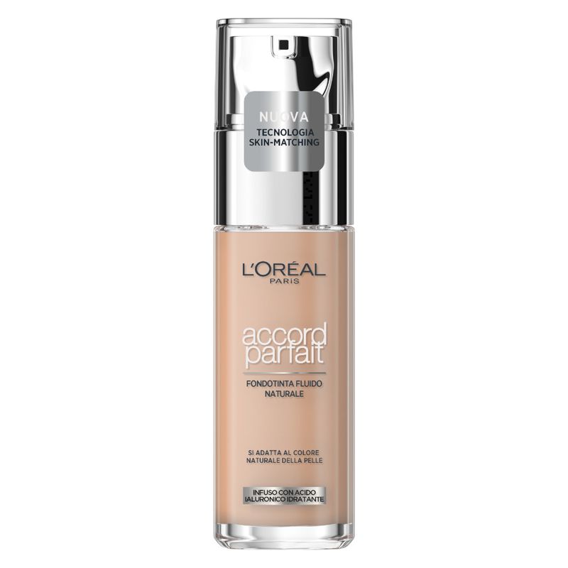 L'Oréal Paris Accord Parfait, Fondotinta Fluido Idratante Donna, 30 ml, 2.R/2.C Vanille Rosé, con Acido Ialuronico per un Effetto Naturale L'Oréal Paris Accord Parfait, Fondotinta Fluido Idratante Donna, 30 ml, 2.R/2.C Vanille Rosé, con Acido Ialuronico per un Effetto Naturale