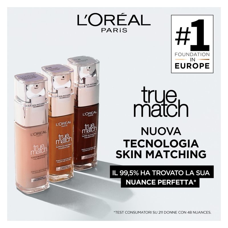 L'Oréal Paris Accord Parfait Fondotinta Fluido, 7.D Ambre Doré, 30 ml, Idratante con Acido Ialuronico, Effetto Naturale per Pelli da Secche a Normali