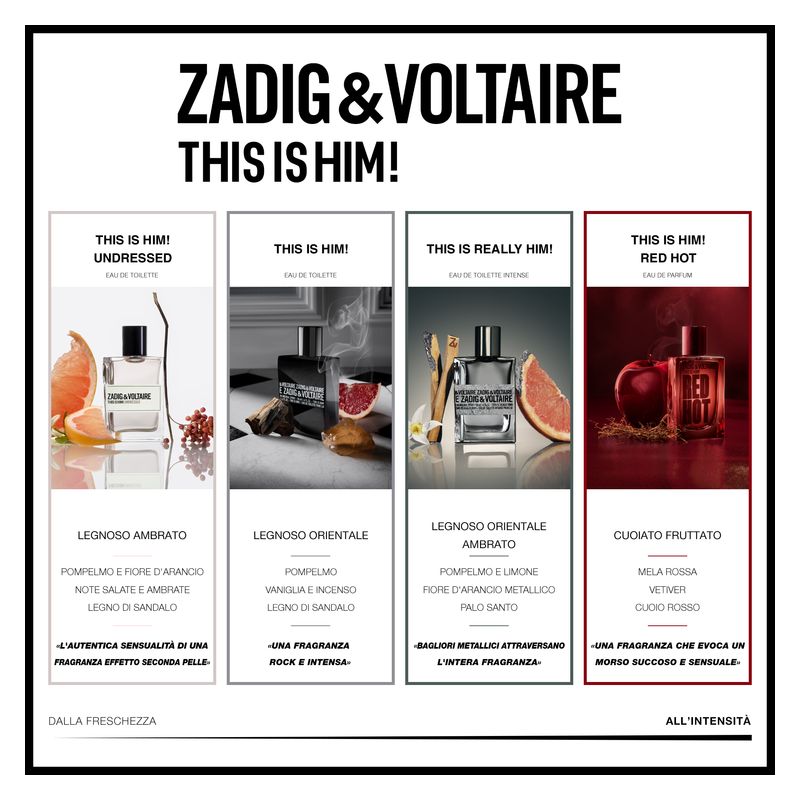 Zadig & Voltaire This Is Him! Undressed, Eau de Toilette Uomo, 100 ml Spray, Fragranza maschile boisé speziata, Profumo fresco e sensuale Zadig & Voltaire This Is Him! Undressed, Eau de Toilette Uomo, 100 ml Spray, Fragranza maschile boisé speziata, Profumo fresco e sensuale