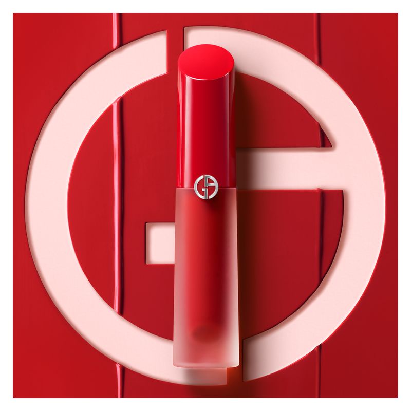 Armani Lip Maestro Satin, Rossetto Liquido Donna, 08 Rooftop Party, Finish Satinato, Lunga Tenuta e Idratante, Colore Intenso Rosso