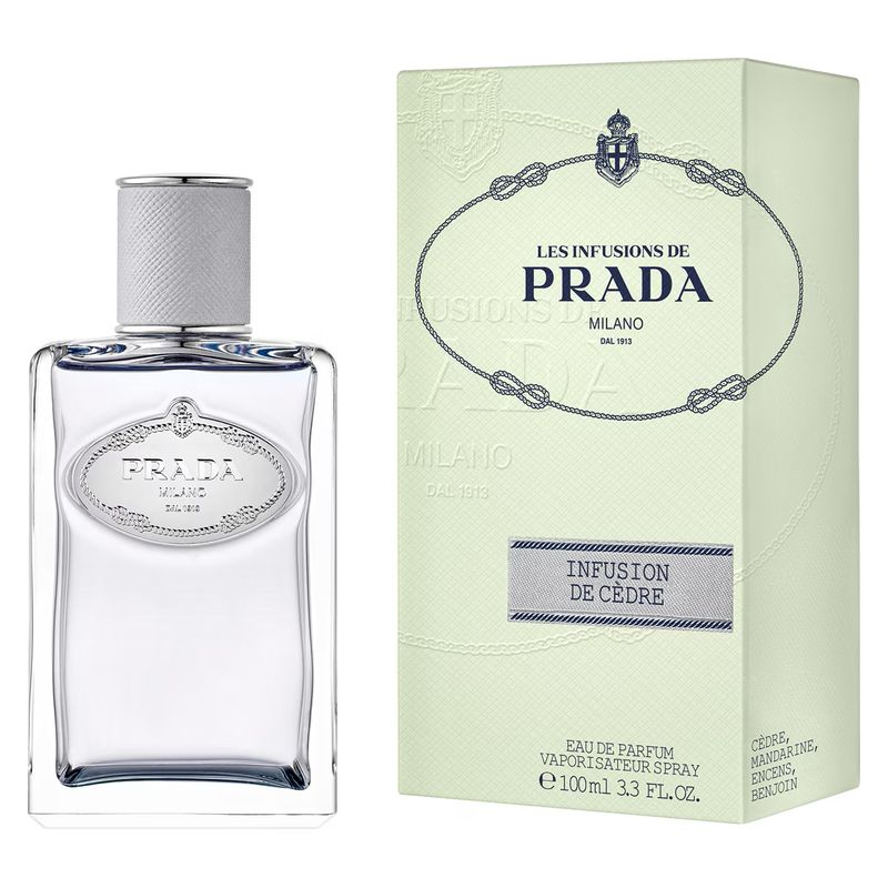 Prada Les Infusions Cèdre, Eau de Parfum Unisex, 100 ml Spray, Fragranza Legnosa e Agrumata, Profumo con note di Incenso, Benzoino e Mandarino