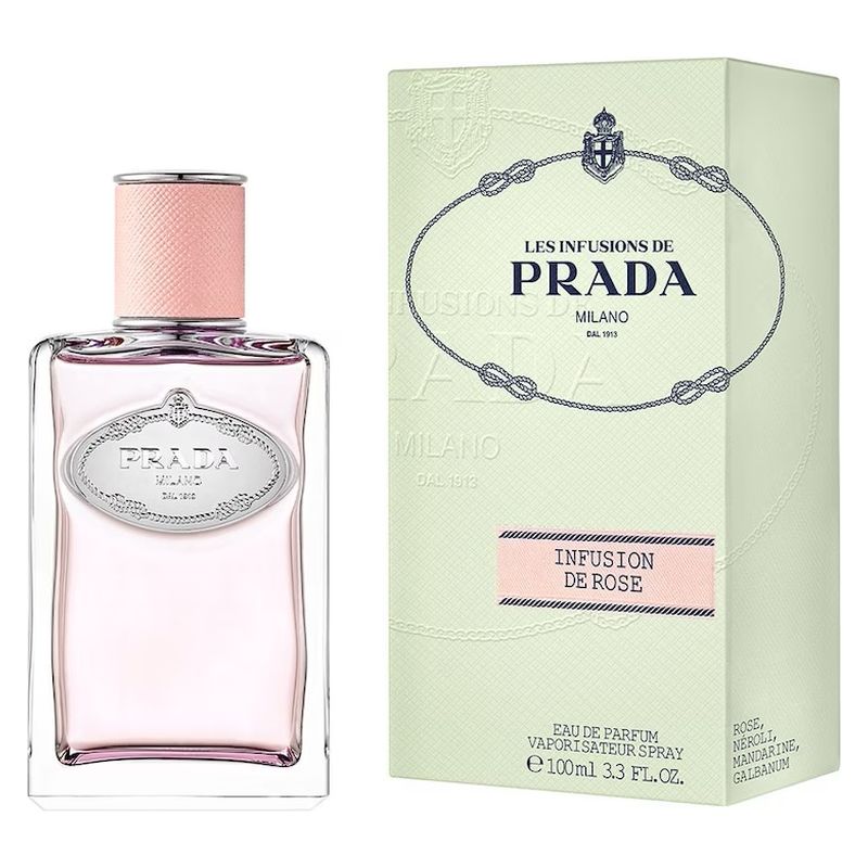 Prada Les Infusions Rose, Eau de Parfum Donna, 100 ml Spray, Fragranza Floreale Delicata, Profumo femminile con note di Rosa, Mandarino e Neroli