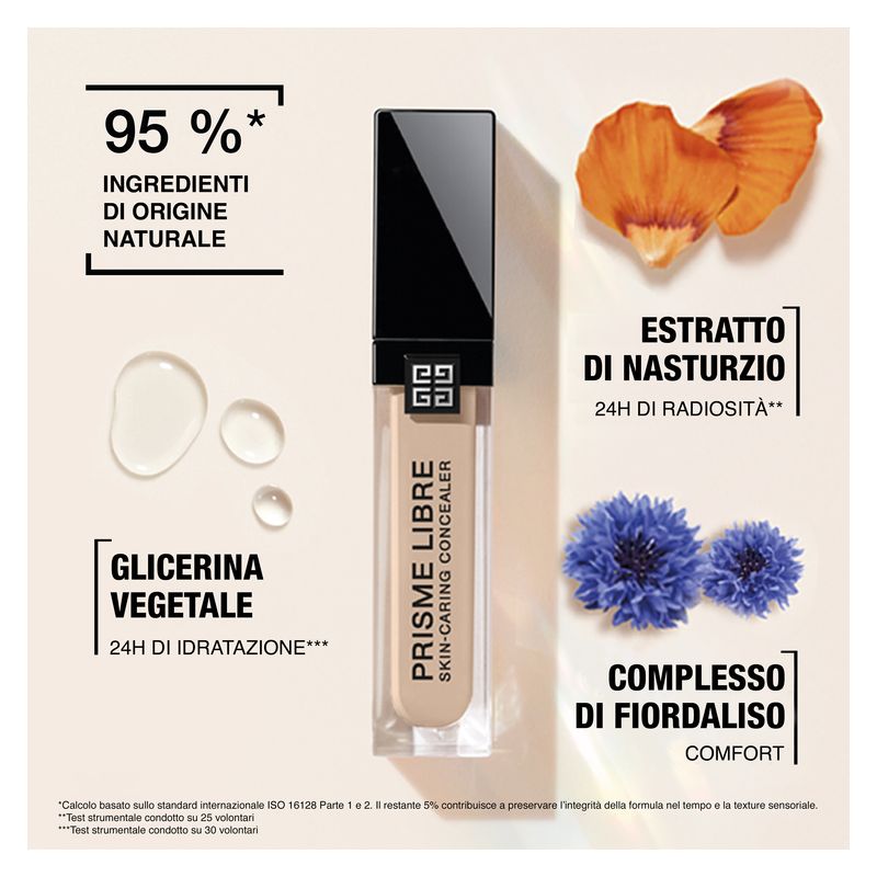 Givenchy Prisme Libre Skin-Caring Concealer, Correttore Fluido Idratante 11 ml, Colore N390, Lunga Tenuta 24H e Finish Luminoso, Correzione Viso