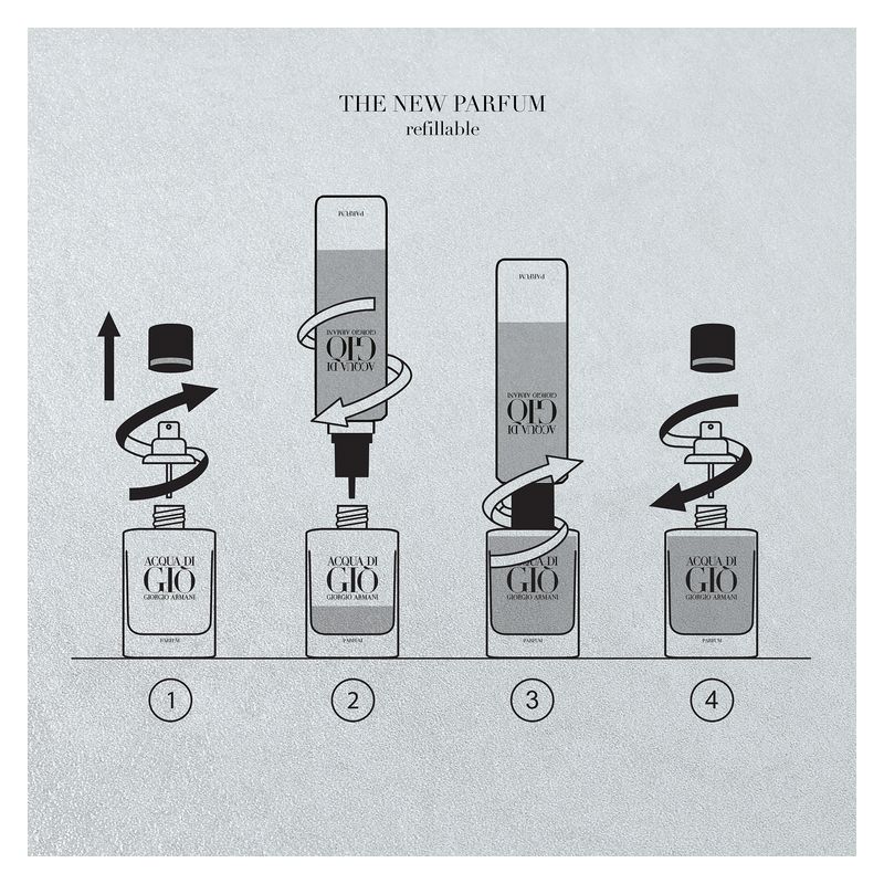 Armani Acqua di Giò Parfum, Profumo Uomo, 150 ml Ricarica, Fragranza maschile Legnosa Acquatica intensa e potente, con note di Incenso e Bergamotto
